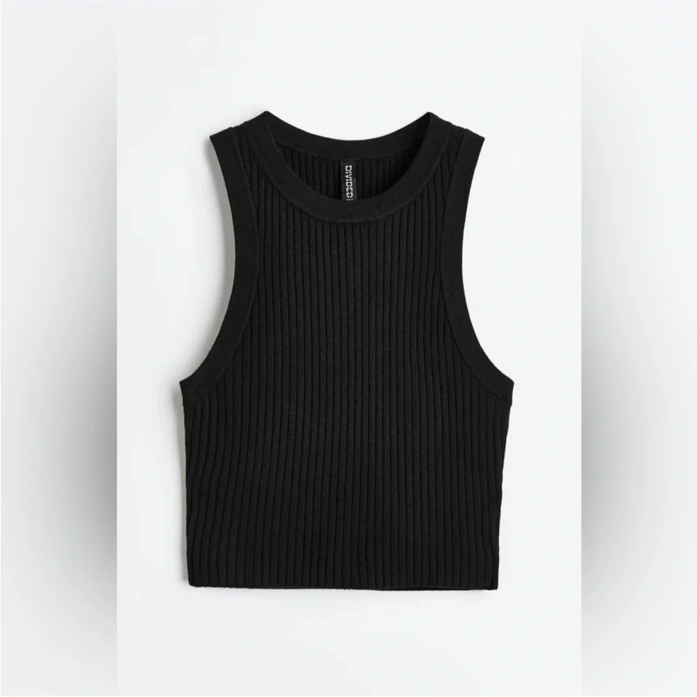 H&M Black Ribbed Tank Top - Picture 1 of 2